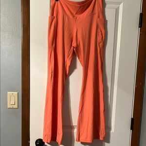 Vibrant Coral Wide-Leg Women's Pants